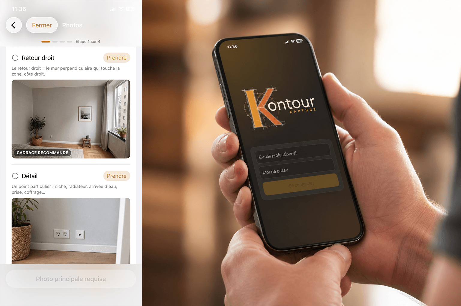 Interface Kontour Capture pour photographier la pièce et ses détails