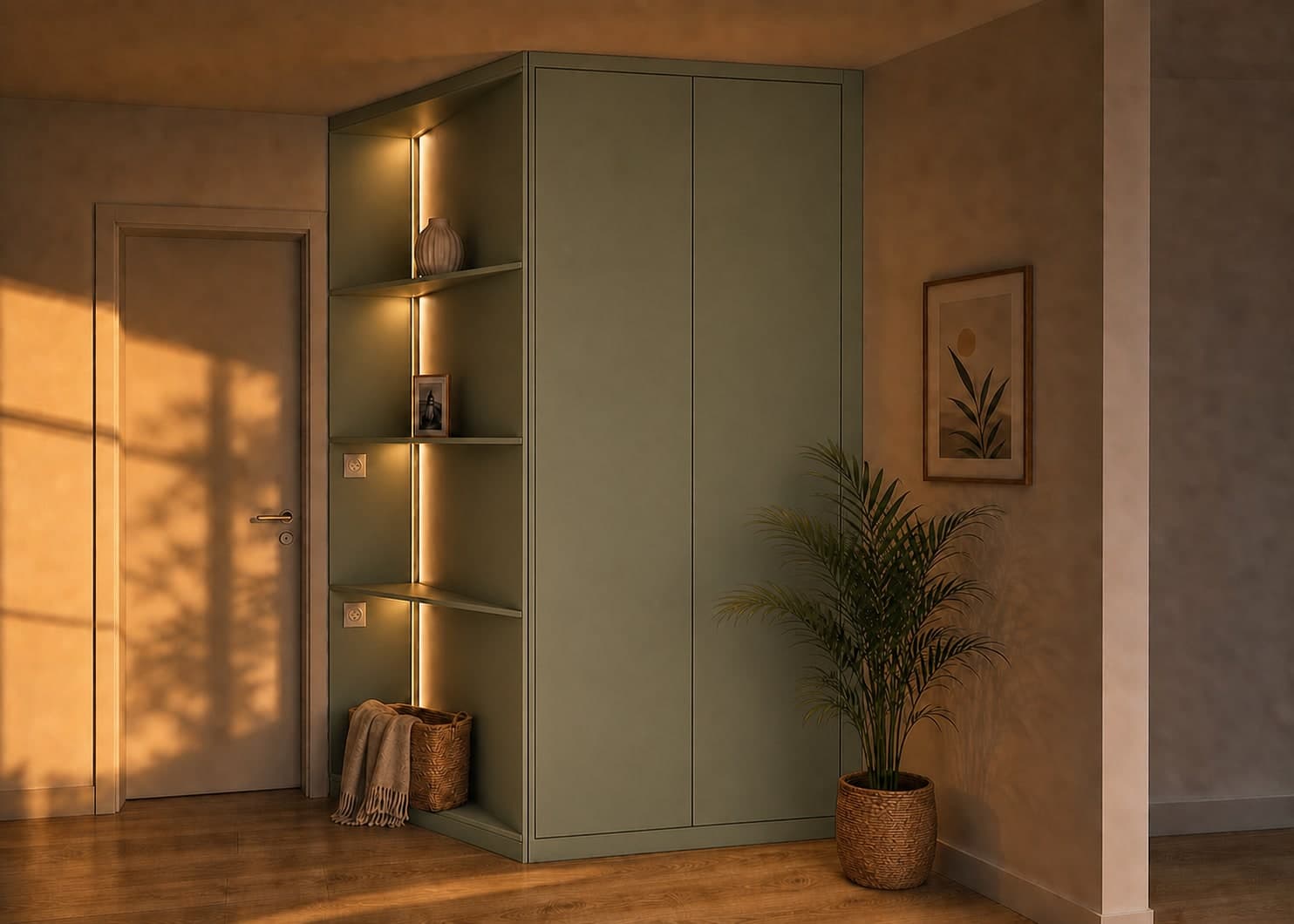 Rendu photoréaliste de l’armoire intégrée présenté à la cliente